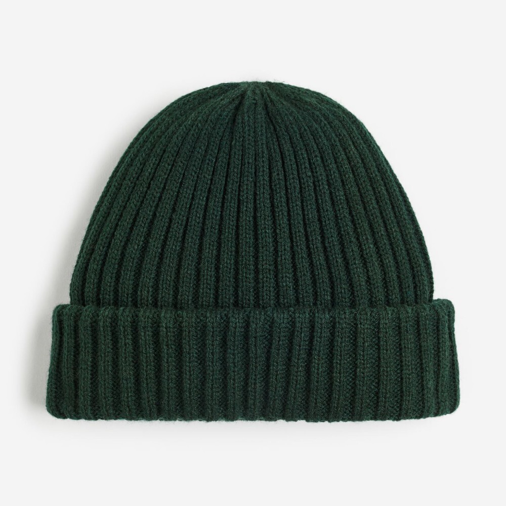 

Шапка H&M Rib-knit, темно-зеленый