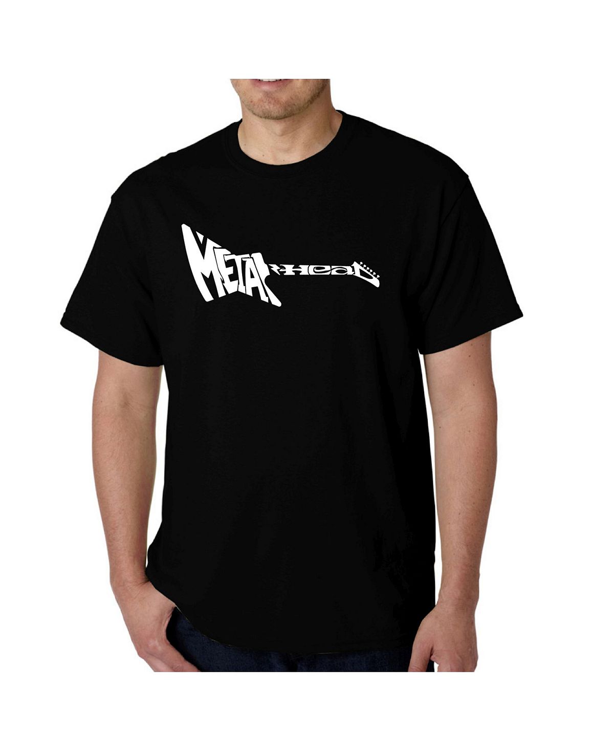 цена Мужская футболка word art - гитара с металлической головкой LA Pop Art, черный