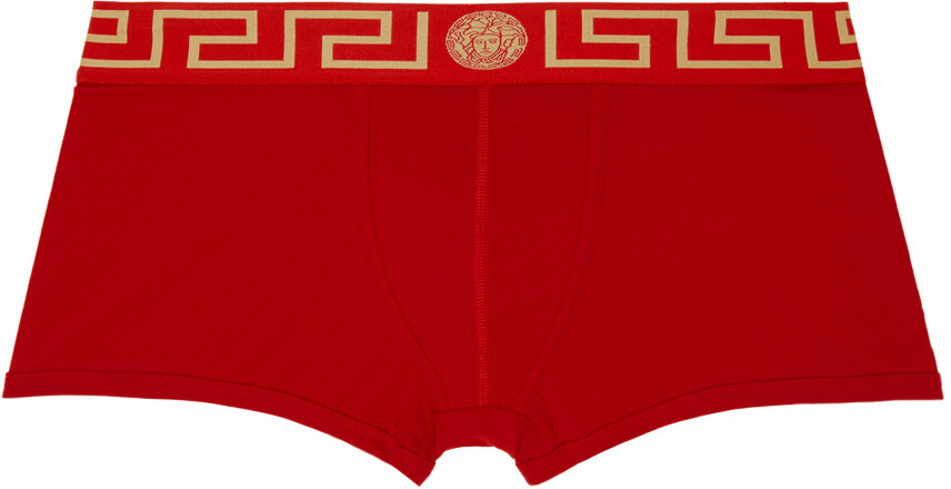 

Красные трусы-боксеры с каймой Greca Versace Underwear