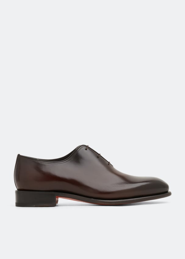 Оксфорды SANTONI Oxford distressed leather shoes, коричневый