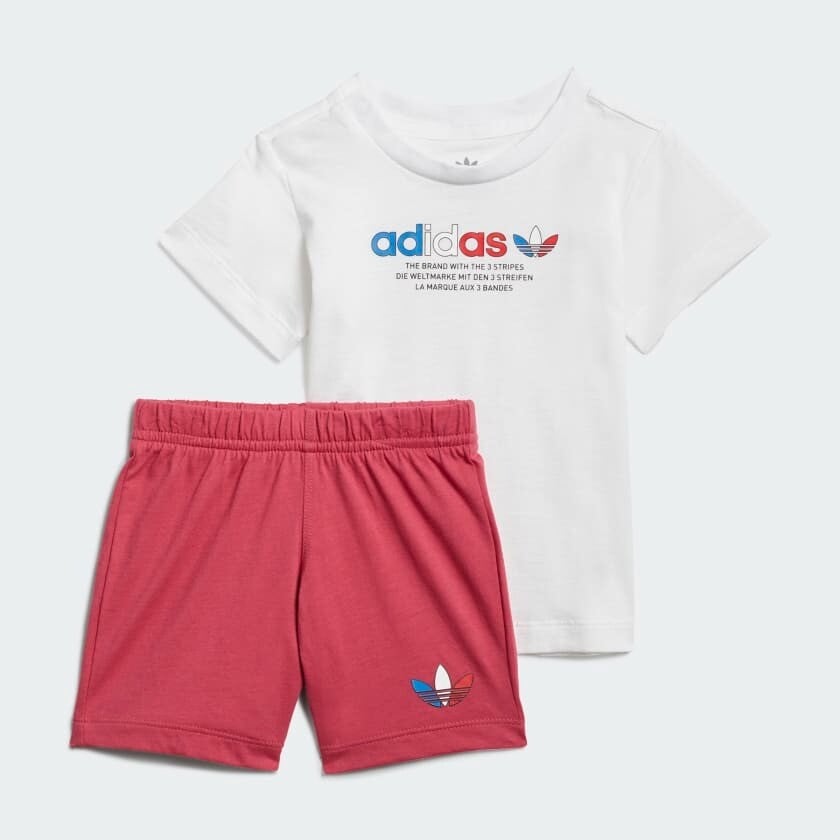 

Детский комплект Adidas Originals Adicolor Shorts And Tee, 2 предмета, белый/розовый