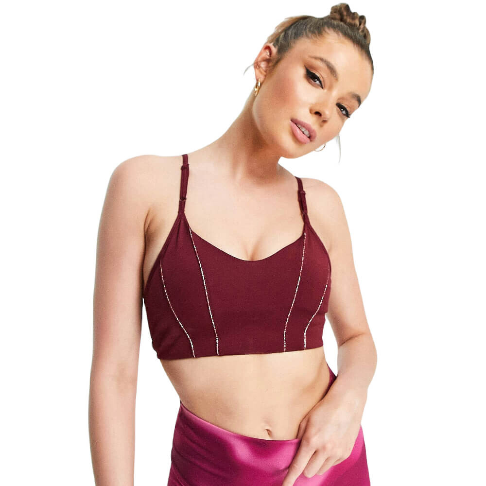 

Бюстгальтер Nike Yoga Dri-FIT Indy Metallic Tape, бордовый