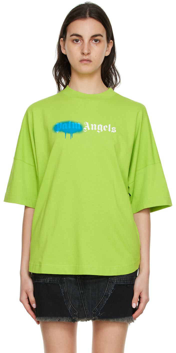 

Зеленая хлопковая футболка Palm Angels