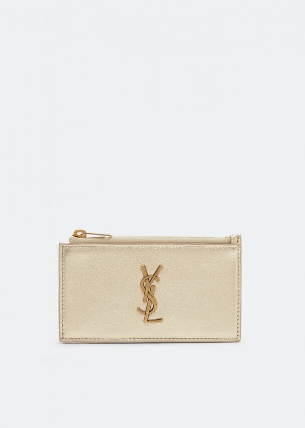 

Картхолдер SAINT LAURENT Monogram zippered fragment card case, золотой