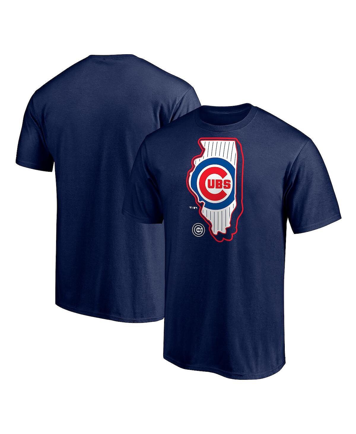 

Мужская фирменная темно-синяя футболка chicago cubs hometown paint the black Fanatics, синий