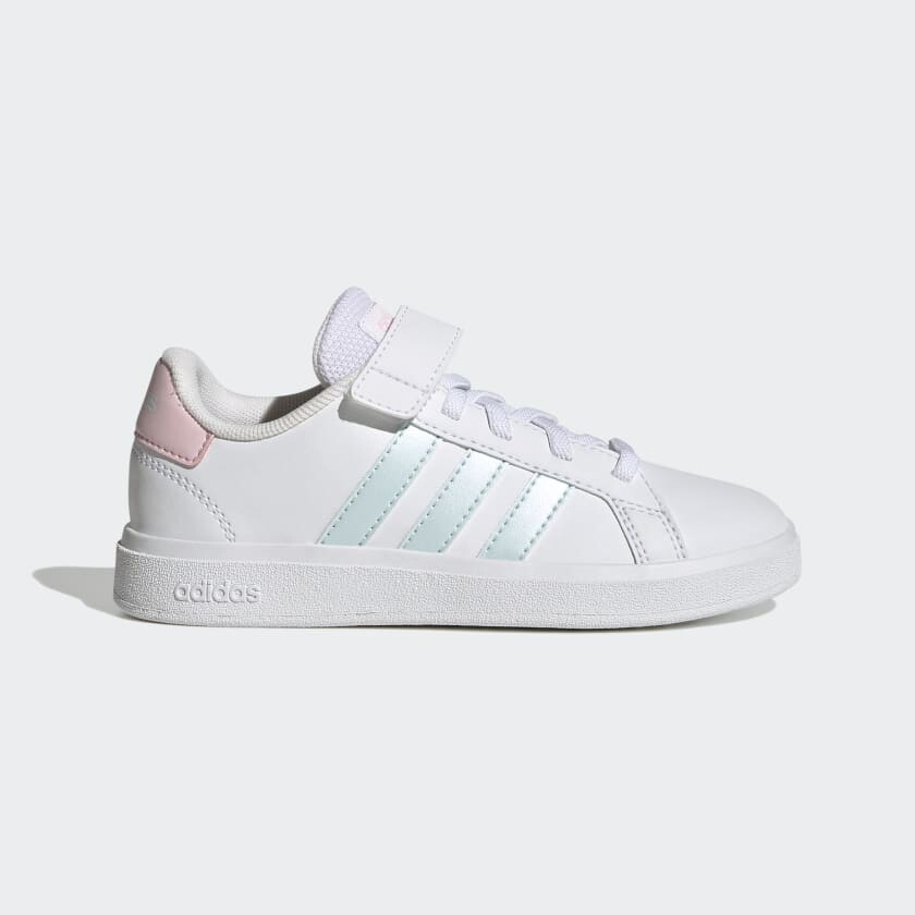 

Кроссовки Adidas Grand Court Elastic Lace and Top Strap, белый/розовый/светло-бирюзовый