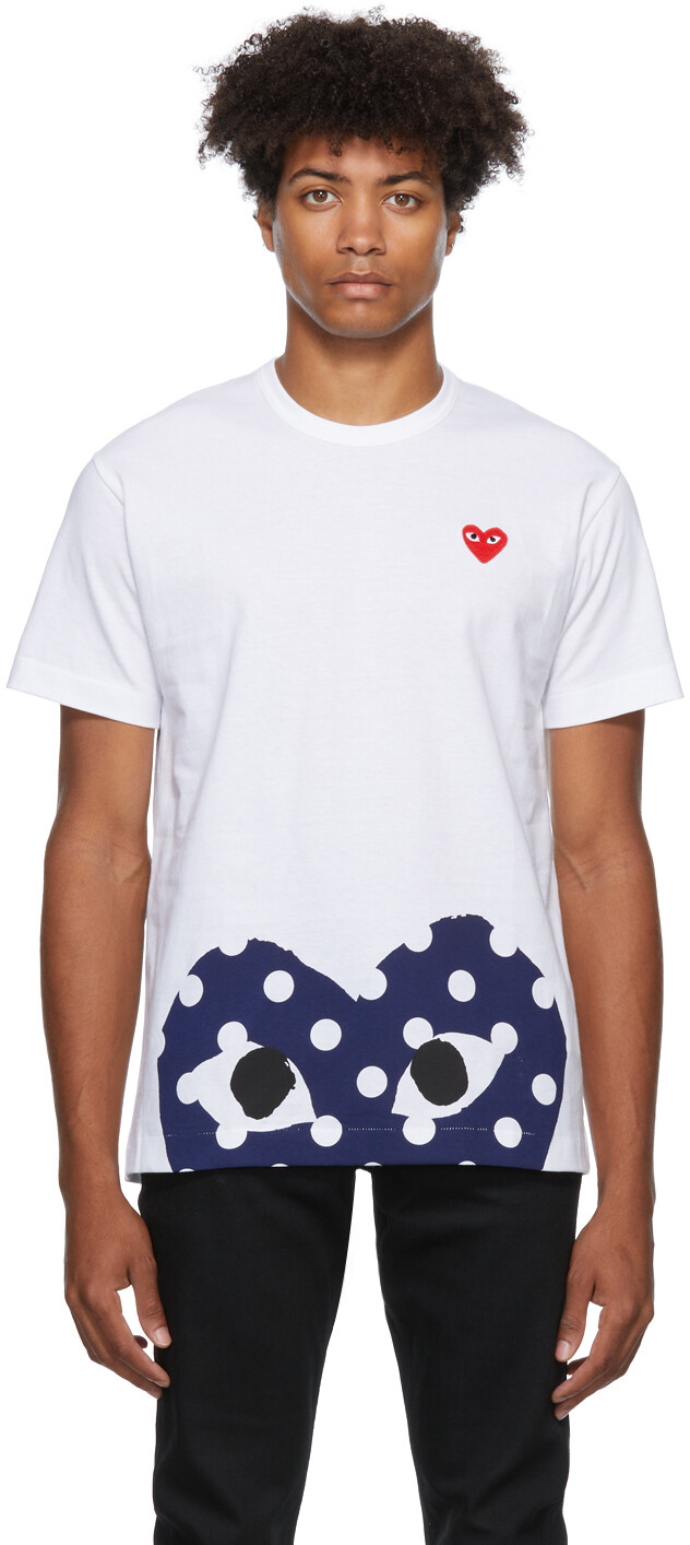 

Футболка с двойным сердечком в горошек Comme des Garçons Play