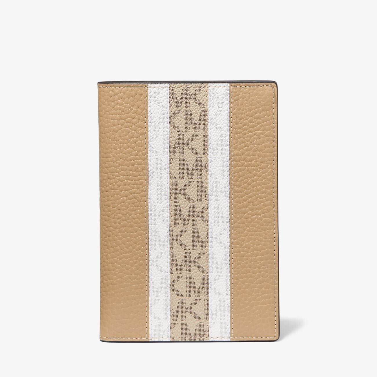 

Кошелек для паспорта Michael Kors Pebbled Leather And Logo Stripe And Luggage Tag Gift Set, коричневый/бежевый