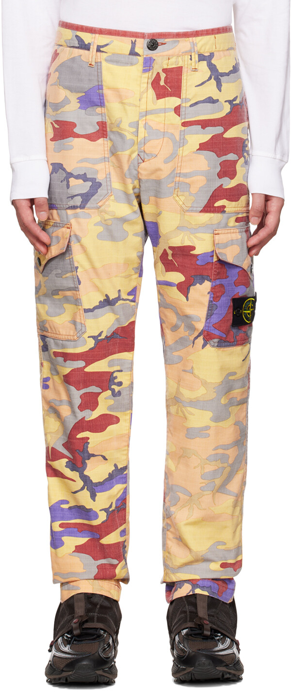 

Разноцветные брюки карго с камуфляжным принтом Heritage Stone Island