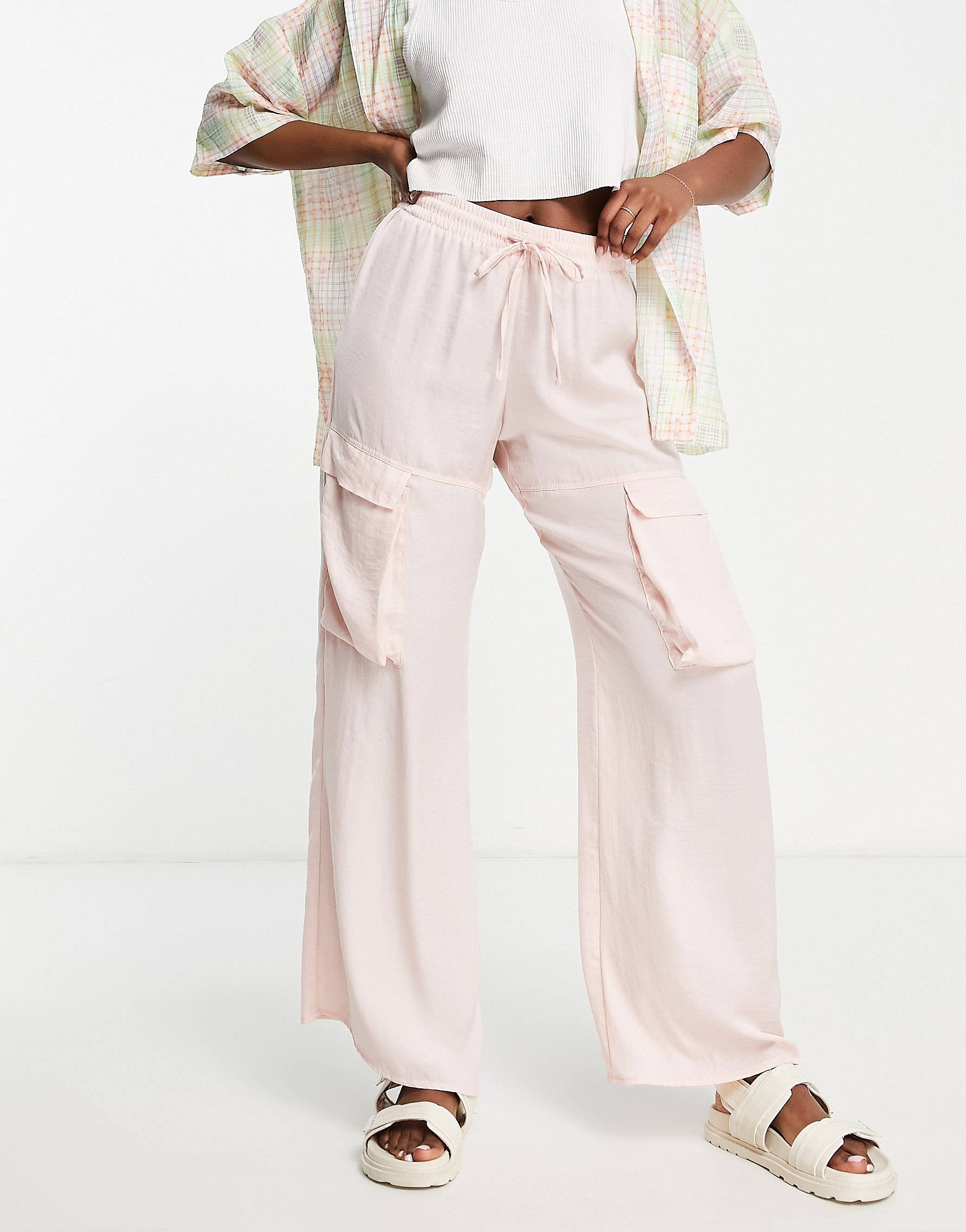 Розовые широкие брюки карго ASOS DESIGN