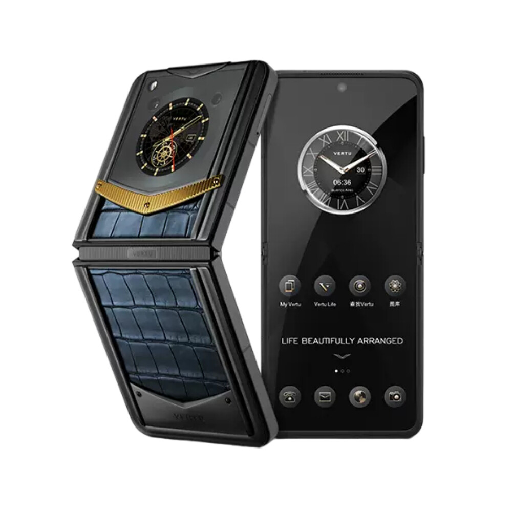 

Смартфон Vertu IronFlip, Gold Tranquility Blue High Definition Edition, 12 ГБ/512 ГБ, 2 Nano-SIM, черный/золотой/синий