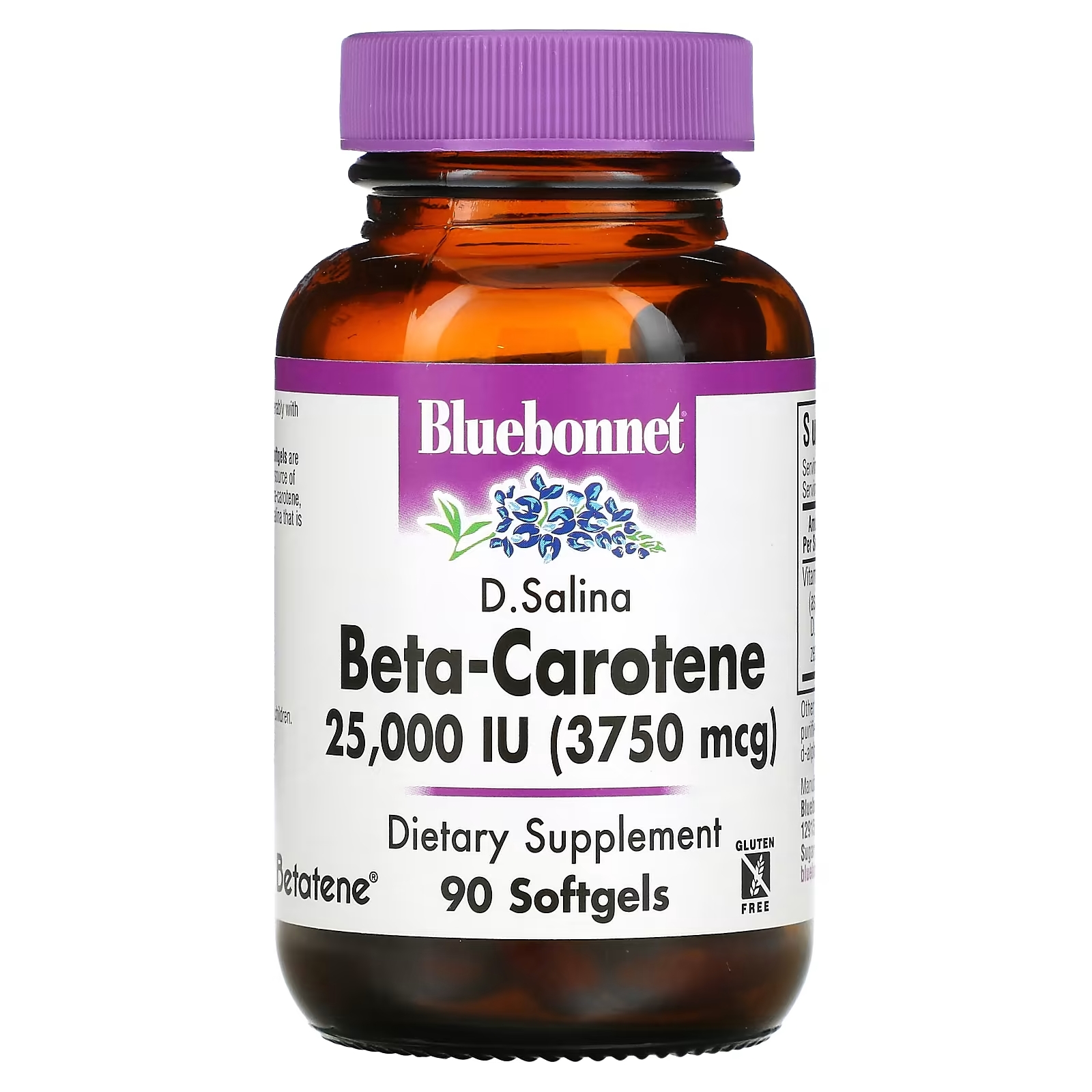 Bluebonnet Nutrition Натуральный бета-каротин 25,000 МЕ, 90 гелевых капсул
