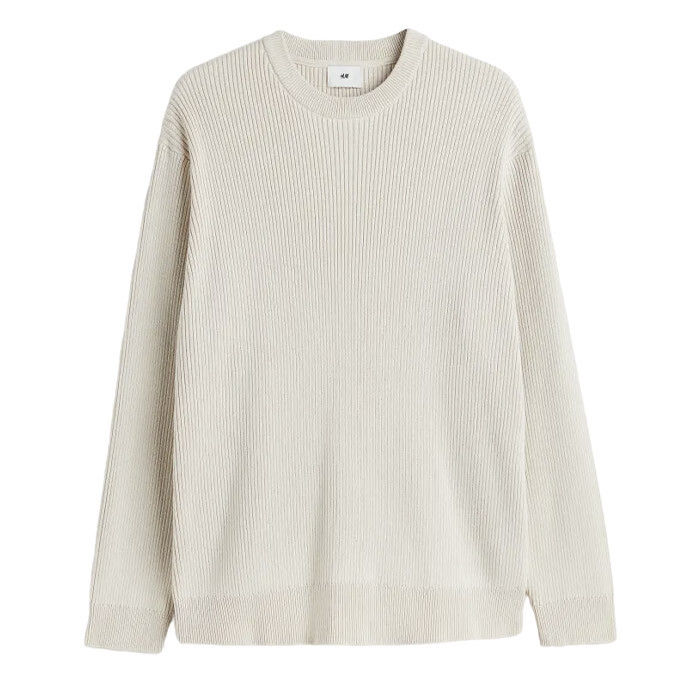 

Джемпер H&M Relaxed Fit Rib-knit, светло-бежевый