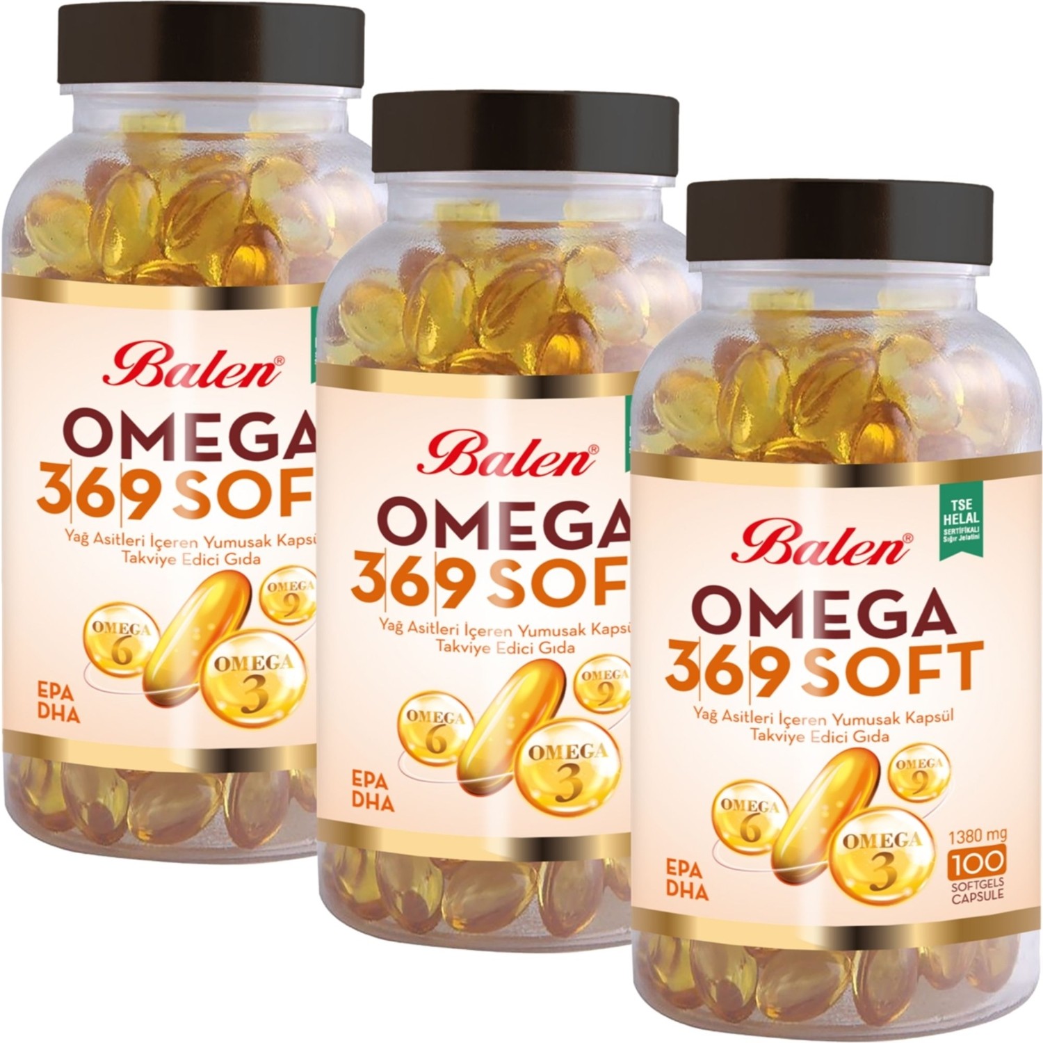 Рыбий жир Balen Omega 3-6-9, 100 капсул, 1380 мг, 3 штуки рыбий жир биафишенол масло шиповника масло льна капс 100