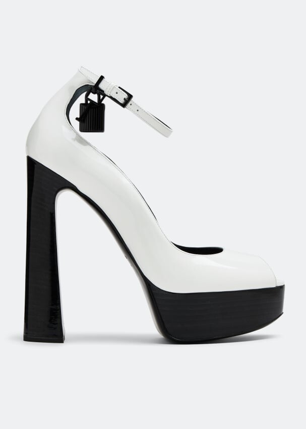 

Туфли TOM FORD Padlock peep-toe platform pumps, белый