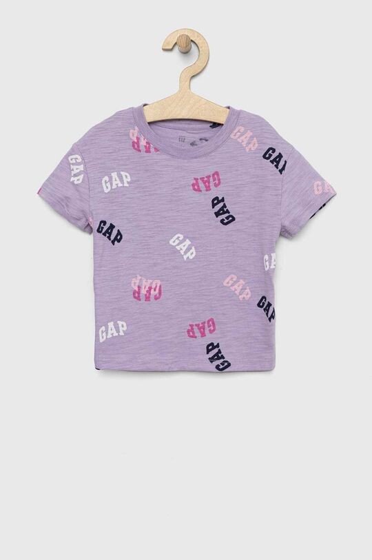 

Детская хлопковая футболка GAP, фиолетовый