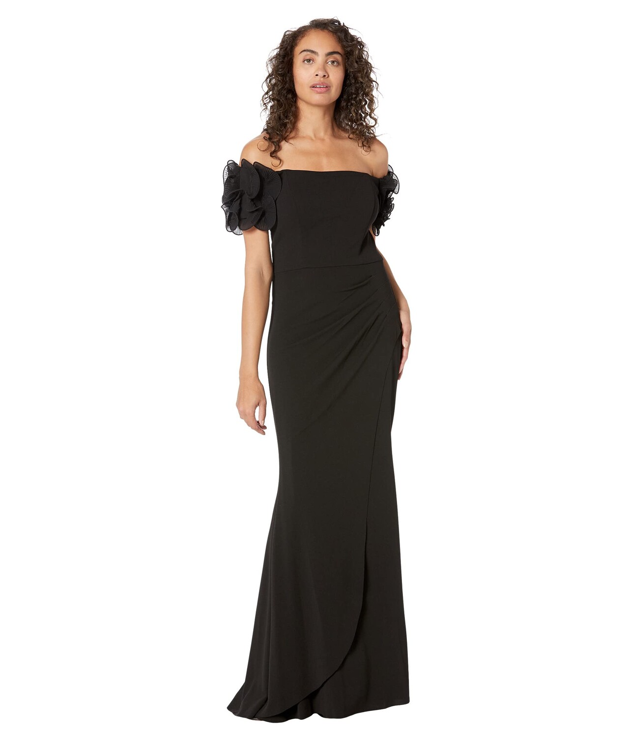 

Платье XSCAPE, Long Scuba Crepe Off-the-Shoulder Wire Flower