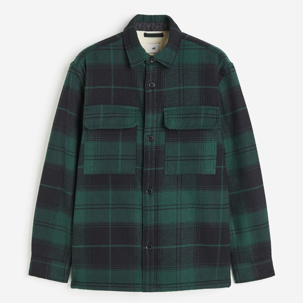 

Куртка-рубашка H&M Regular Fit Teddy-lined, зеленый