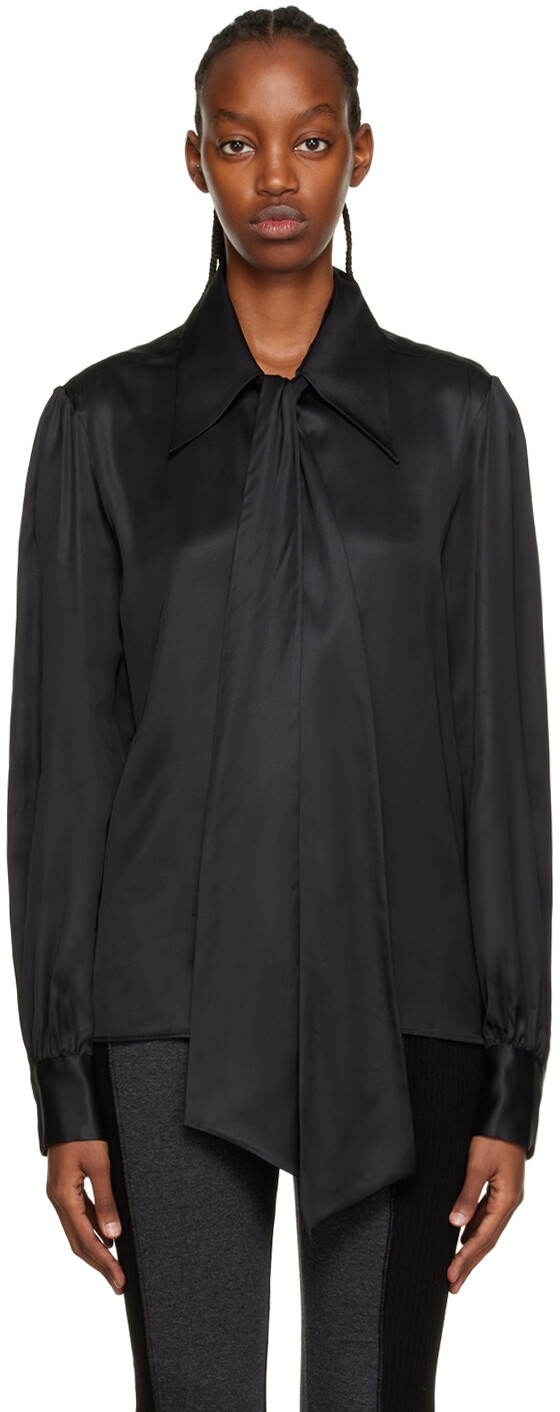

Черная рубашка с бантом MM6 Maison Margiela