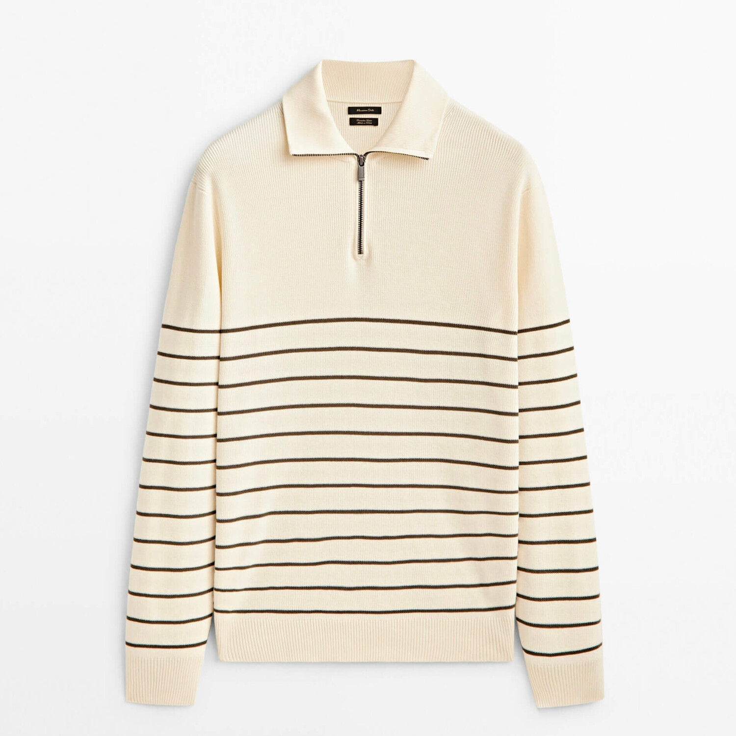 

Свитер Massimo Dutti Striped Mock Neck, кремовый, Бежевый