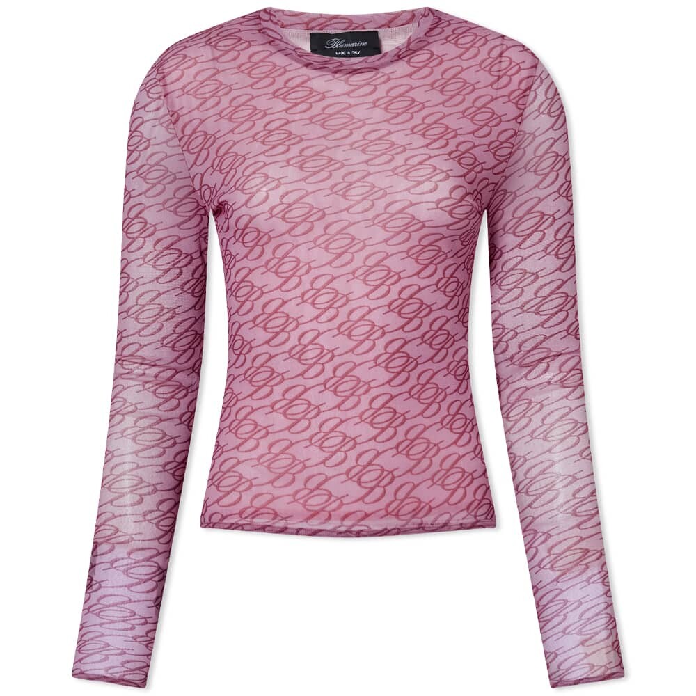 

Футболка Blumarine Long Sleeve All Over Logo Mesh Tee
