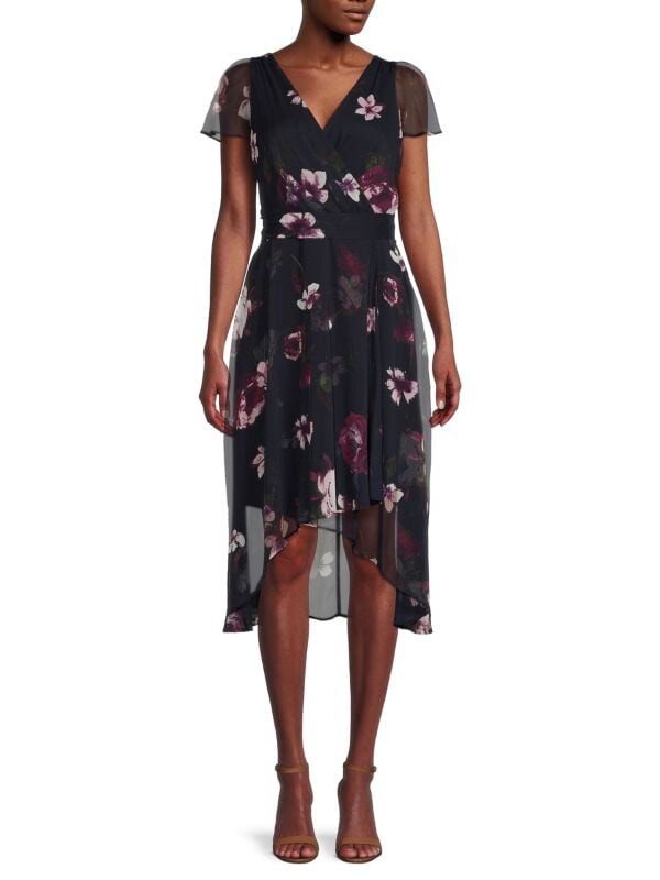 

Платье DKNY с поясом и цветочным принтом, navy