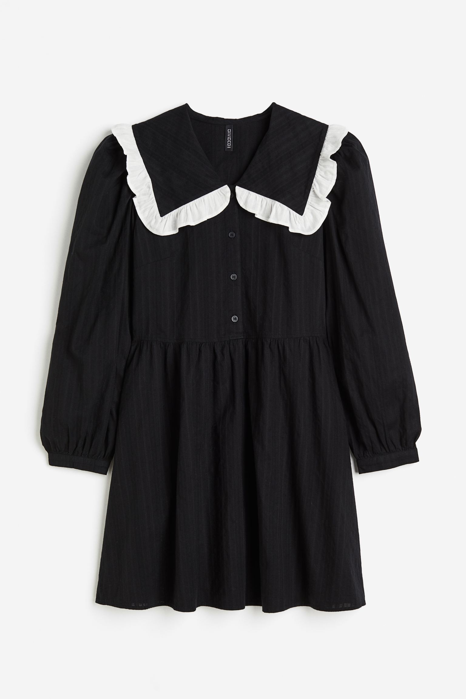 Платье H&M Dobby-weave With Peter Pan Collar, черный