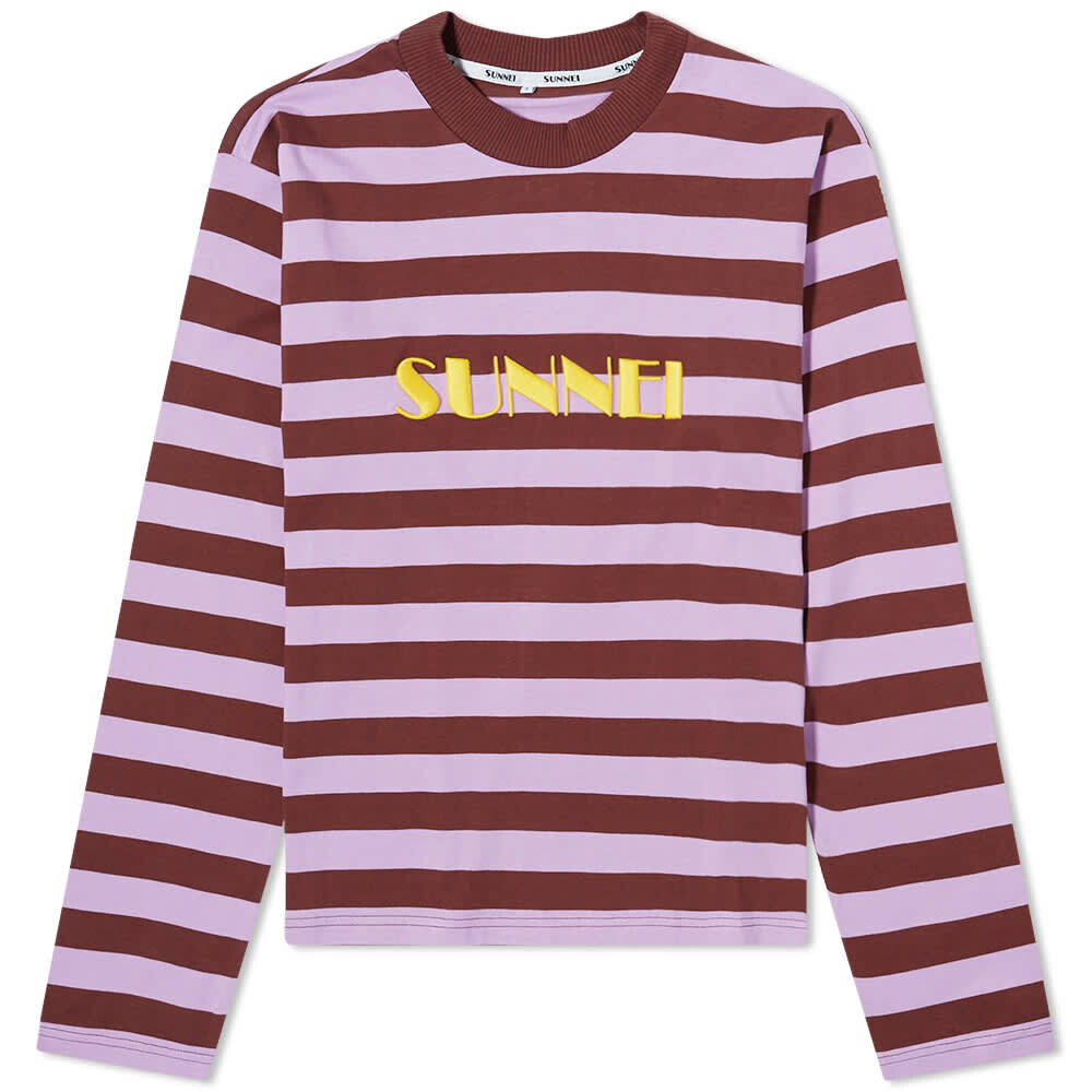 

Футболка Sunnei Long Sleeve Striped Logo Tee, Фиолетовый
