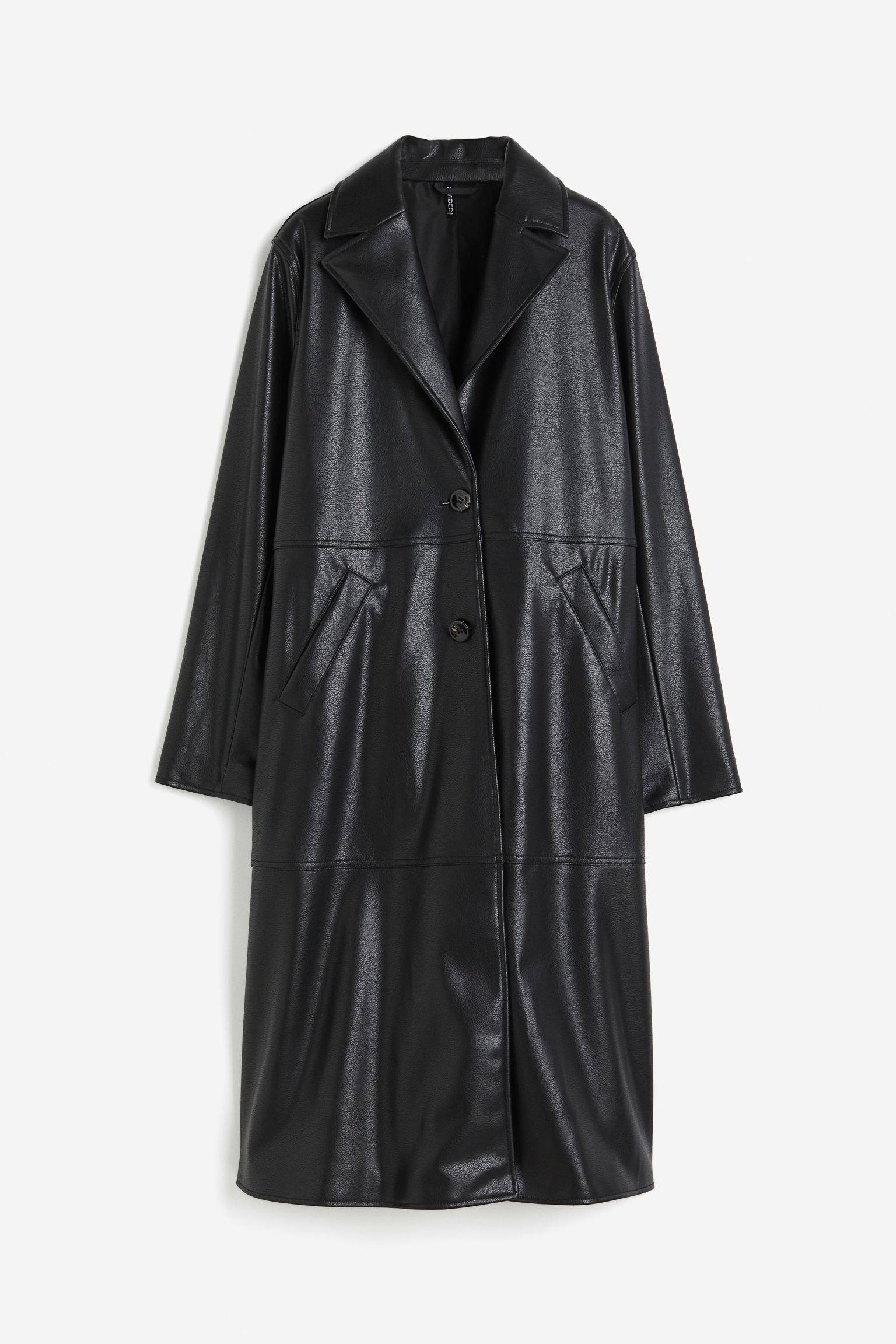 цена Пальто H&M Coated Single-breasted, черный