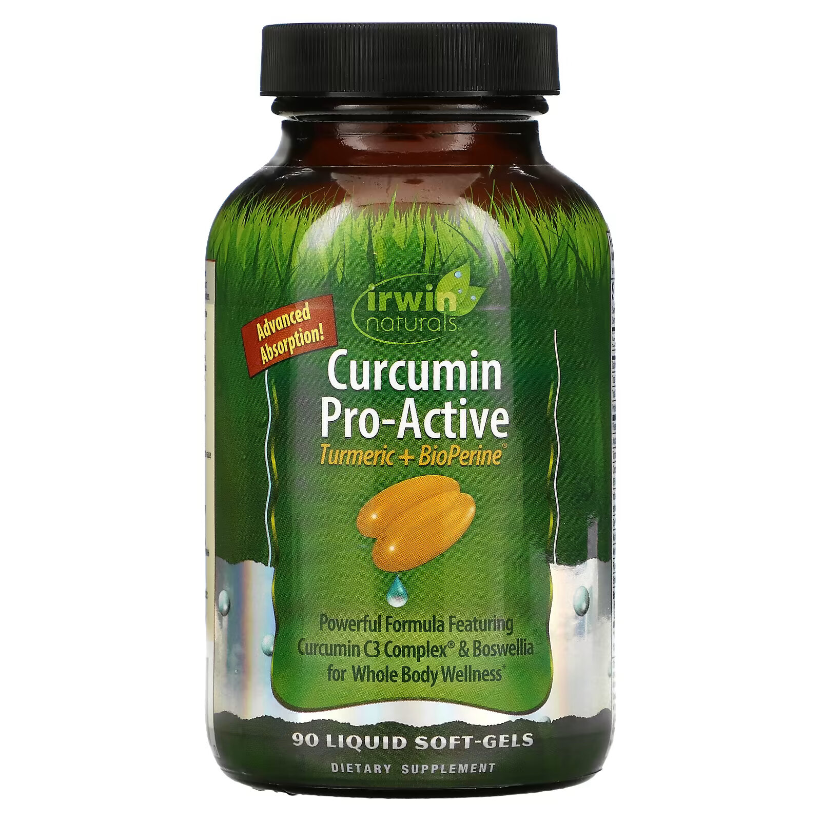 Irwin Naturals, Curcumin Pro-Active, куркума и биоперин, 90 мягких таблеток
