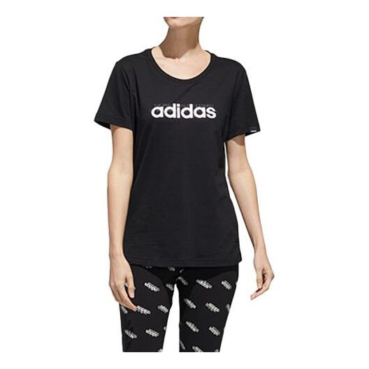 

Футболка Adidas Alphabet Logo Printing Training Sports Short Sleeve Black, Черный
