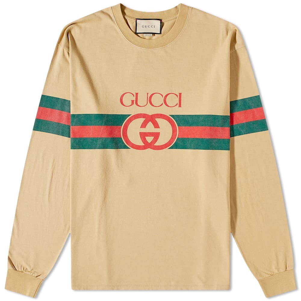 

Футболка Gucci Long Sleeve New Logo Tee, Коричневый