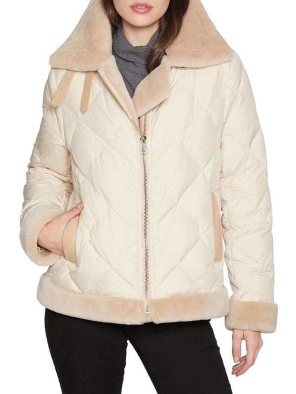 

Куртка Байкерская Blue Duck из овечьей шерсти и пуха, beige, Белый