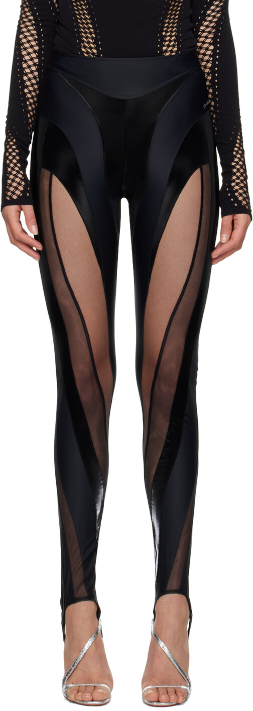 

Черные прозрачные леггинсы со спиральными вставками Mugler