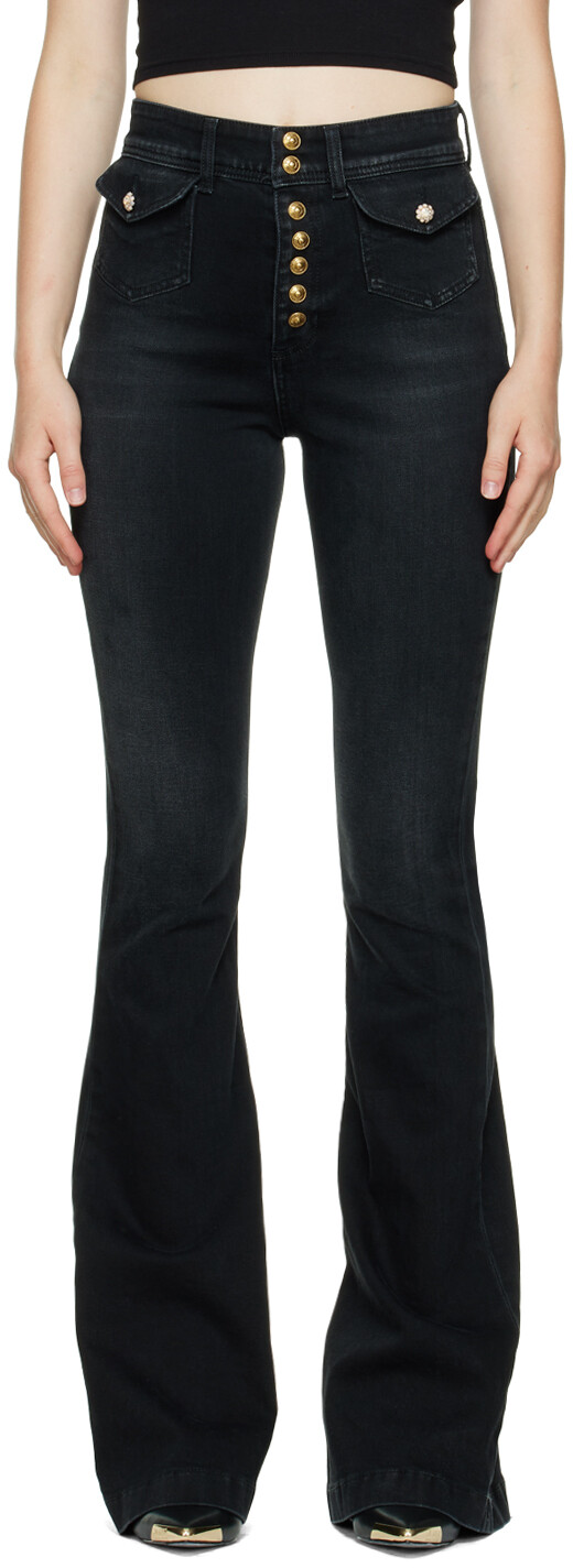 

Черные расклешенные джинсы с кристаллами Versace Jeans Couture