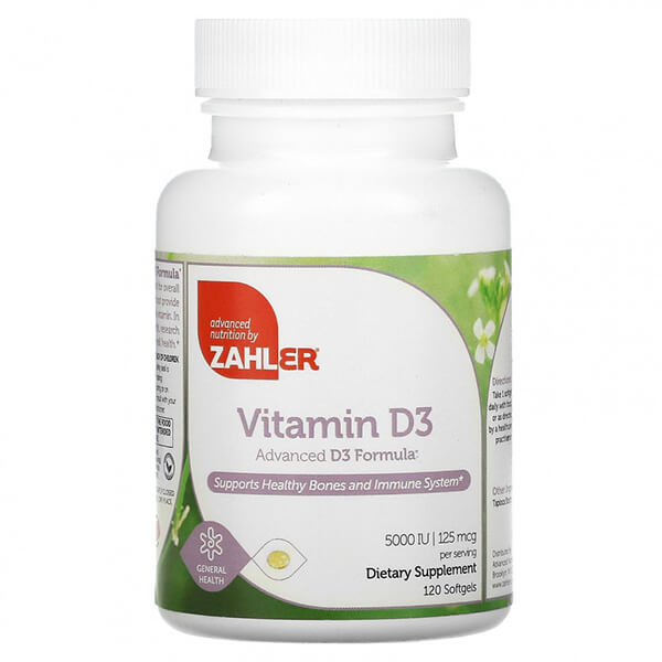 Витамин D3 Zahler 5000 МЕ, 120 таблеток витамин d3 2000 ме витамир 120 таблеток