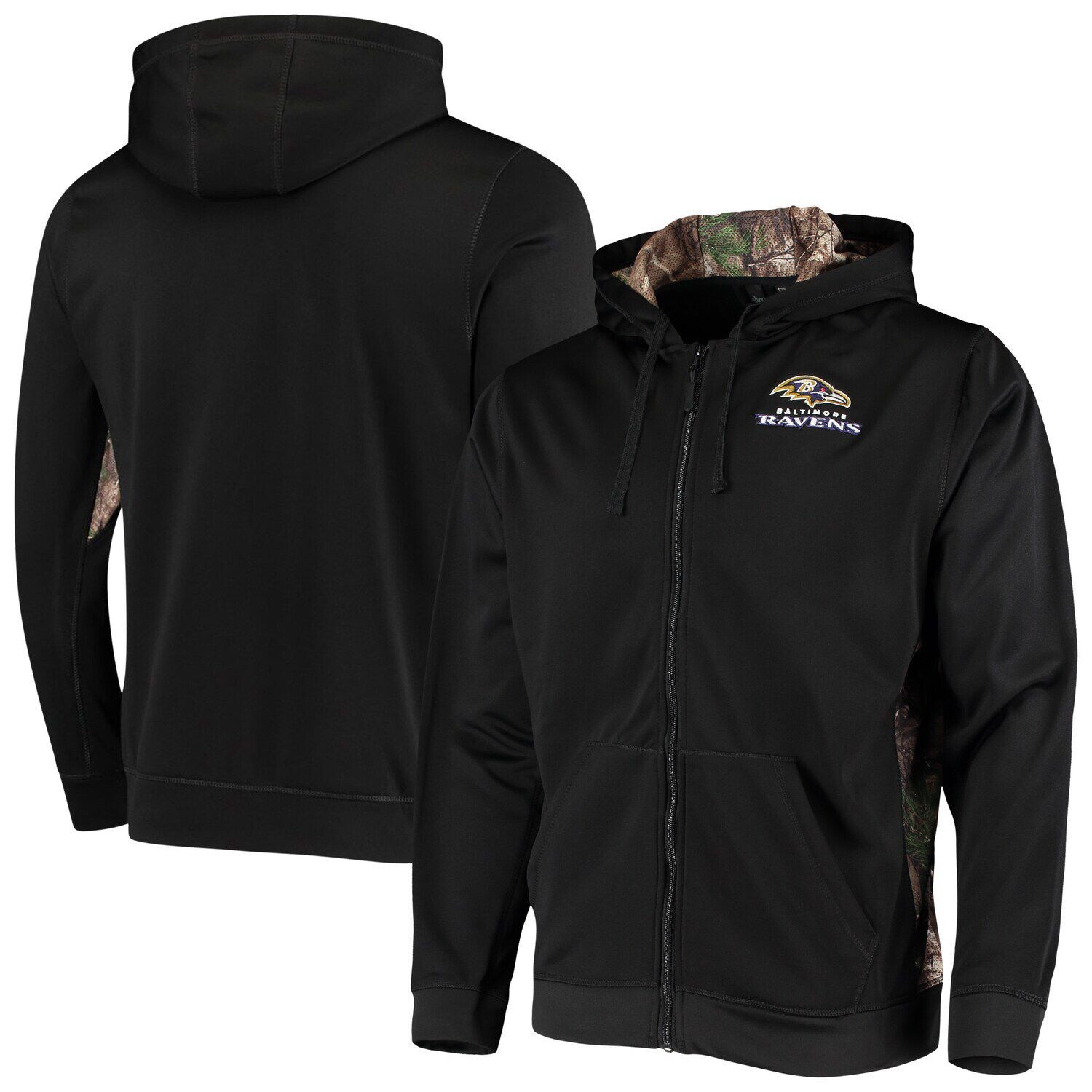 

Мужская толстовка из флиса с молнией во всю длину Dunbrooke Black/Realtree Camo Baltimore Ravens Decoy Tech Fleece