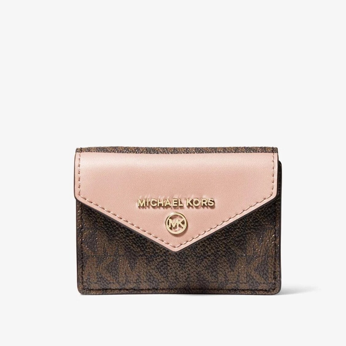 

Кошелек Michael Michael Kors Jet Set Charm Small Logo and Leather Envelope Trifold, коричневый/светло-розовый