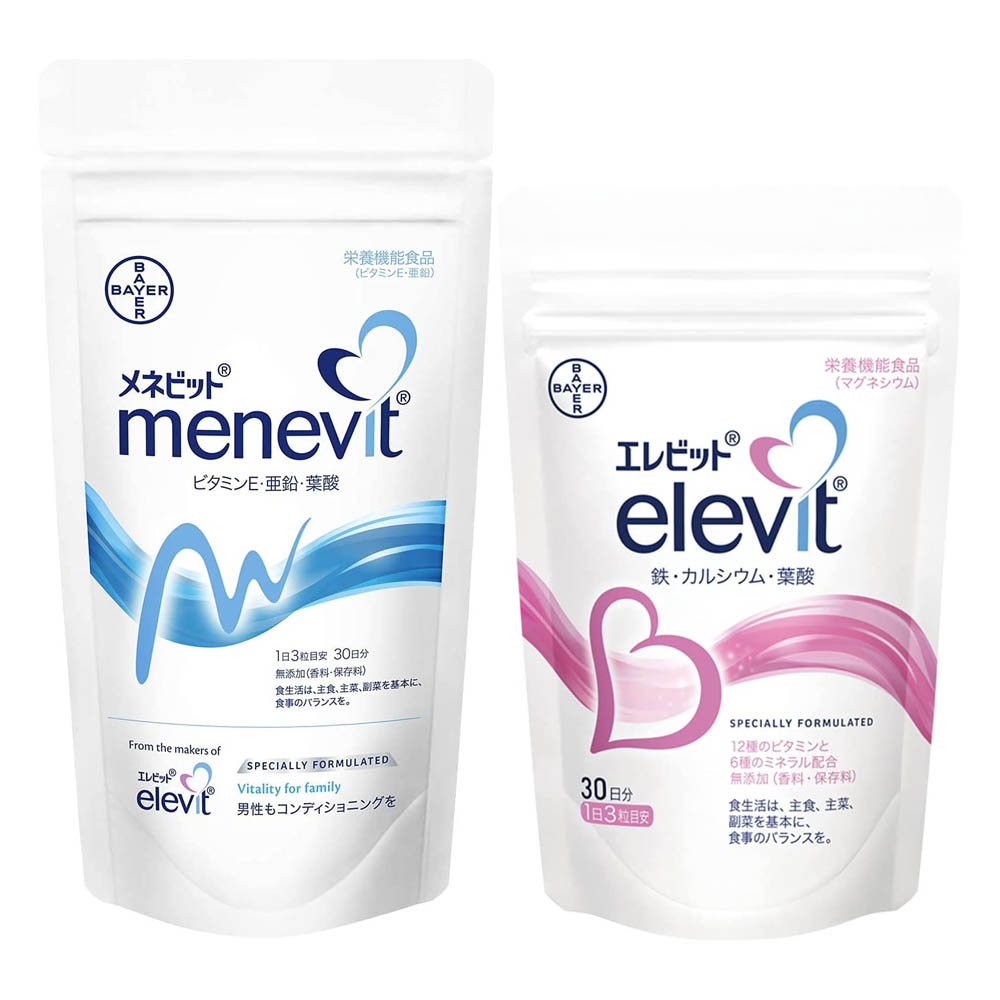 цена Комплект мультидобавок Bayer Pharmaceutical Company Elevit + Menevit, 90 таблеток, 2 упаковки