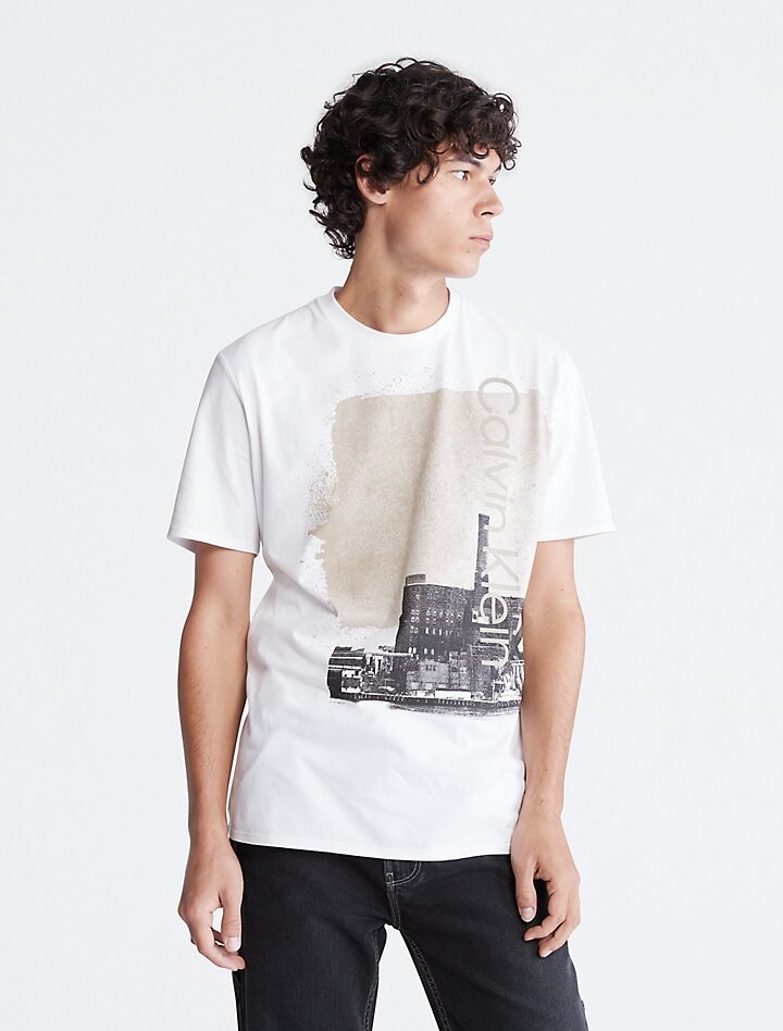 

Футболка с круглым вырезом и логотипом Stencil Calvin Klein, белый