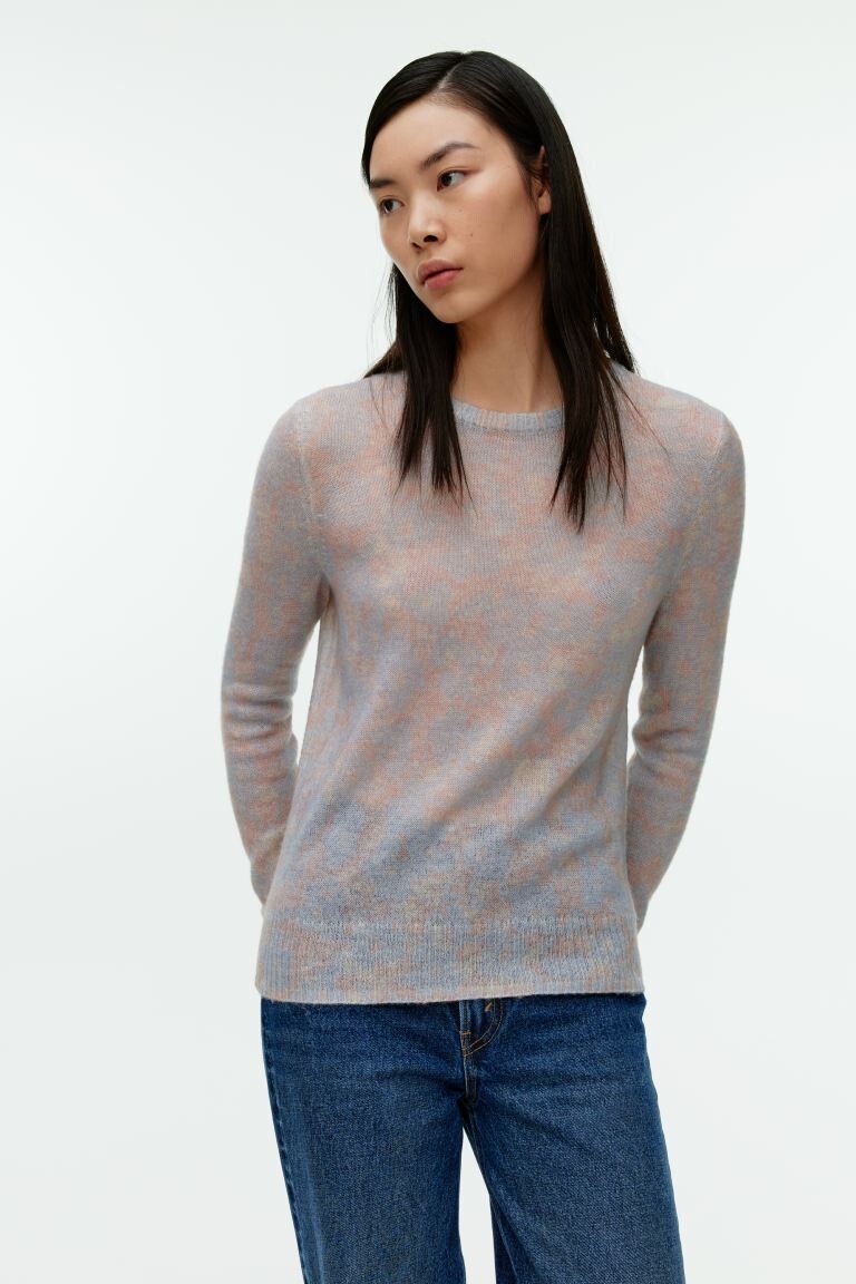 

Свитер из смесовой шерсти с цветочным принтом H&M, бежевый