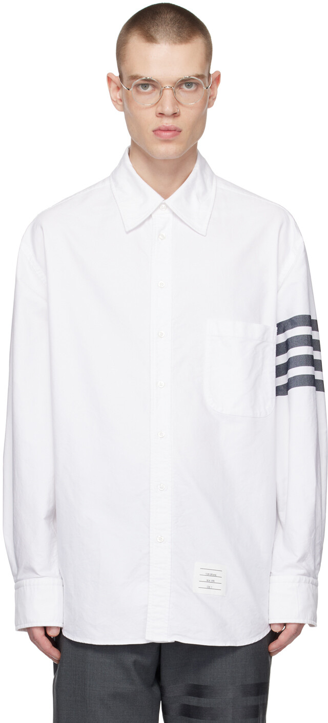 

Белая рубашка с полосками 4 Thom Browne