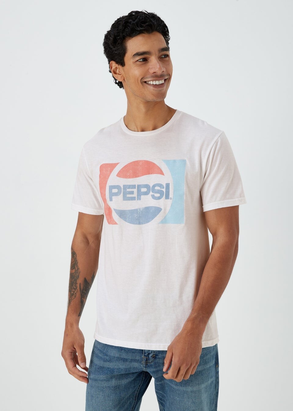 

Белая футболка с принтом Pepsi, серебрянный, Белый