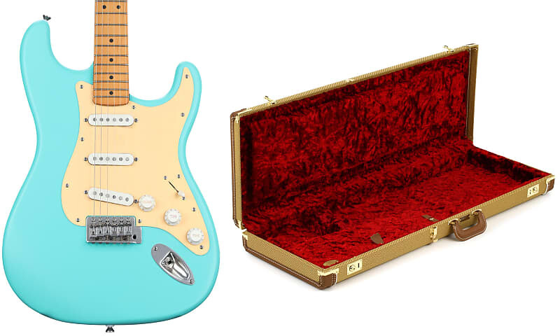

Squier 40th Anniversary Stratocaster Electric Guitar Vintage Edition - Satin Seafoam Green с кленовым грифом в комплекте с Fender 0996103400 Squier + Fender 0379510549=1 0996103400=1