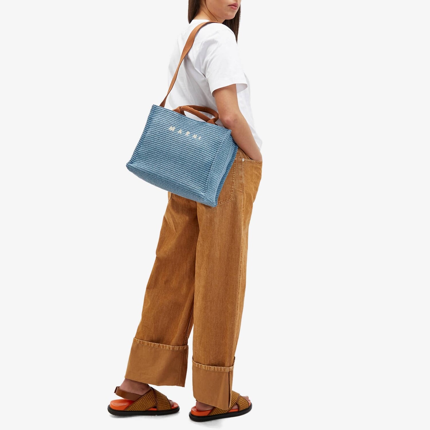 

Сумка Marni Small Basket, голубой/коричневый