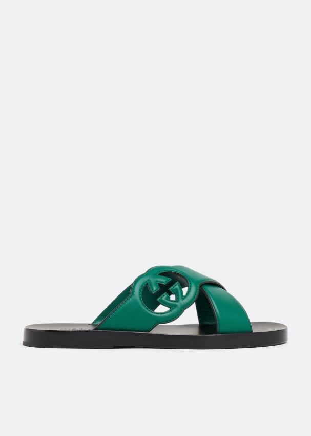 

Сандалии GUCCI Interlocking G slide sandals, зеленый