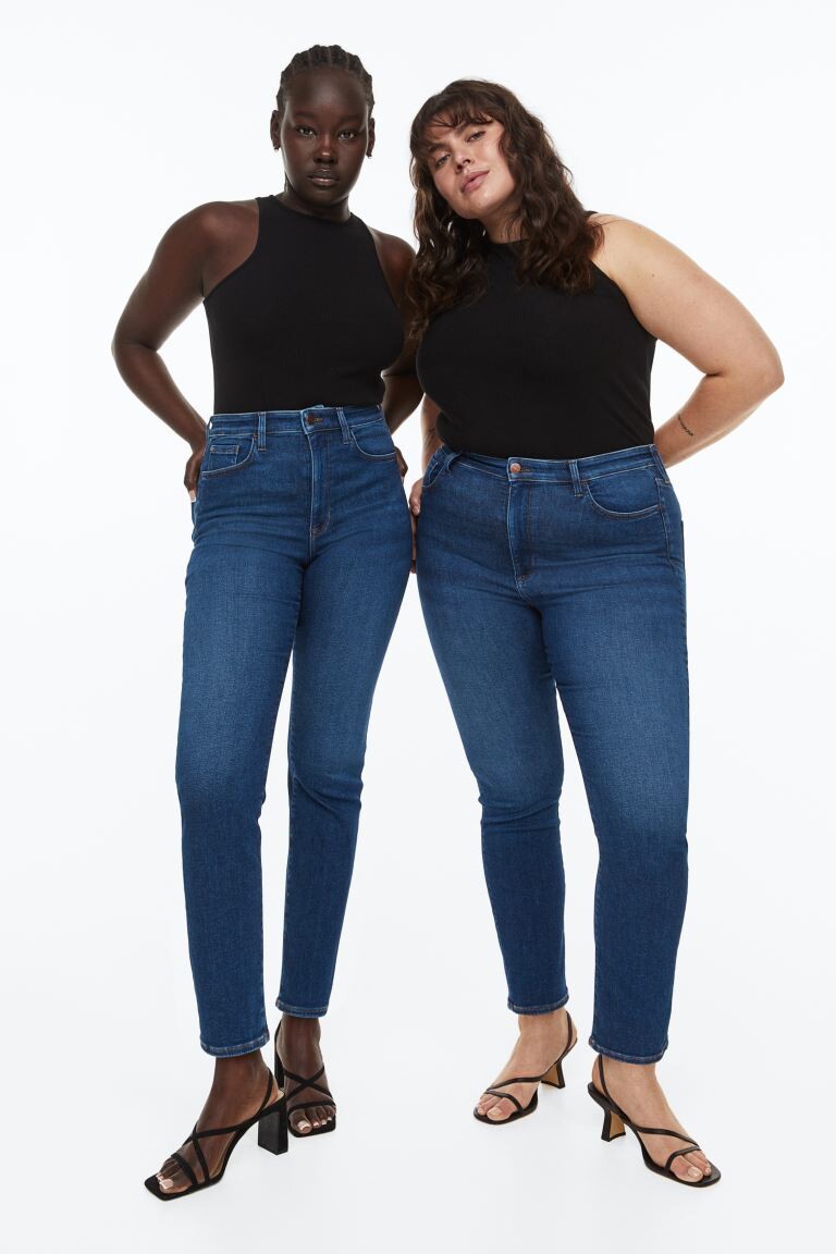 

Узкие высокие джинсы True To You H&M, темно-синий деним