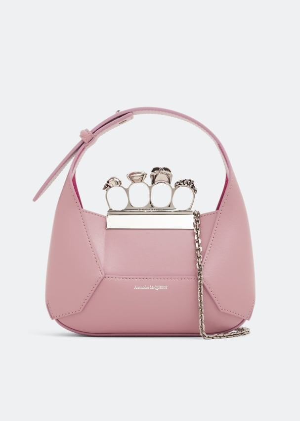 

Сумка-хобо ALEXANDER MCQUEEN Jewelled mini hobo bag, розовый
