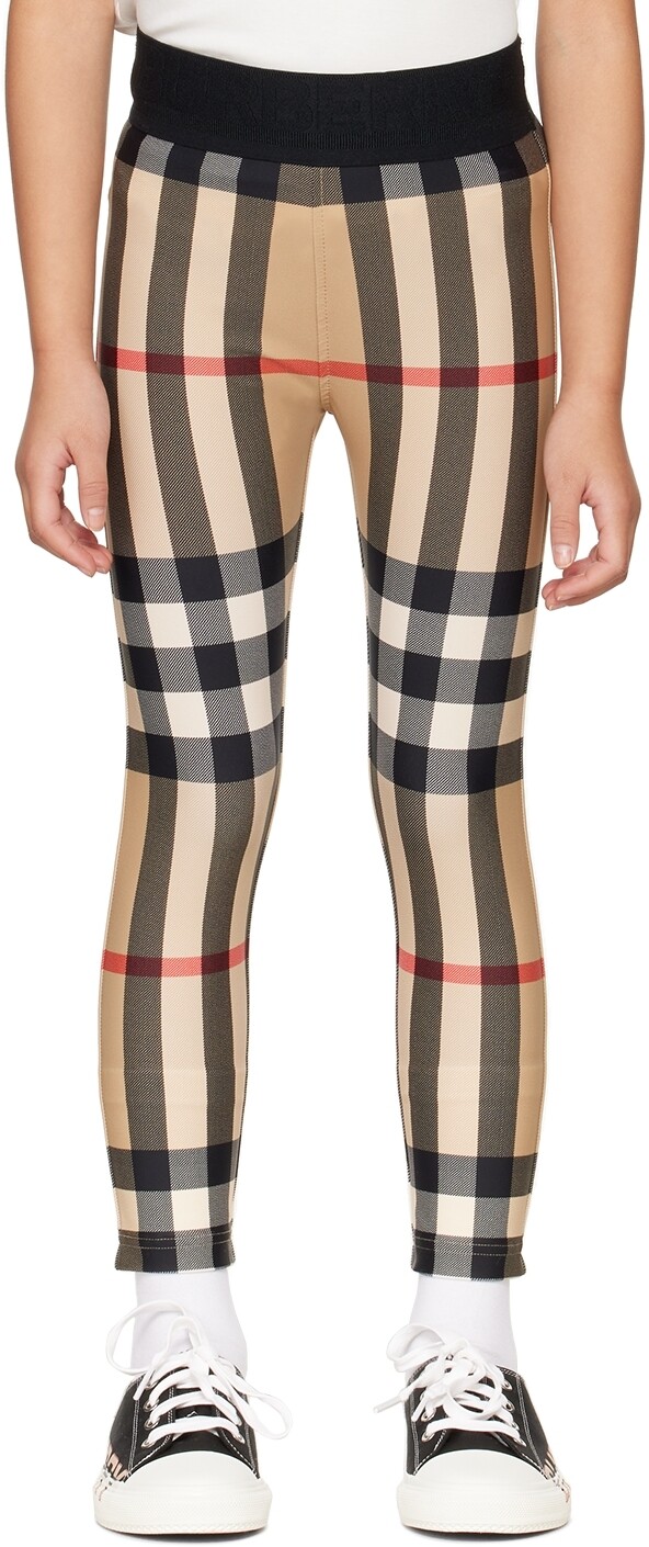 

Детские бежевые леггинсы в клетку Burberry