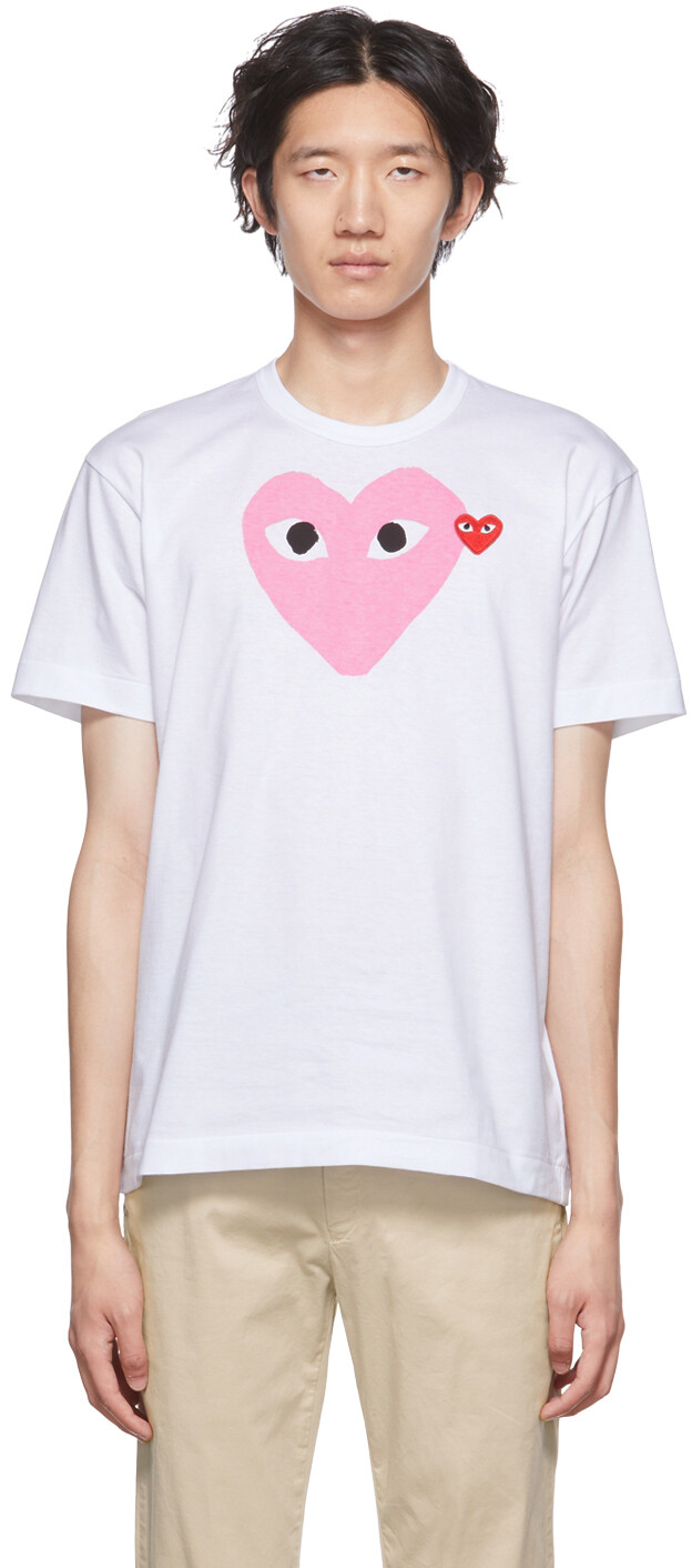 

Белая футболка с сердечками Comme des Garçons Play, Белый